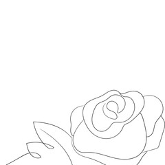 Floral silhouette art line. Flowers in continuous line drawing style. Border with tropical flower. Minimalist black linear sketch. Trendy vector illustration isolated. Contour graphics for design