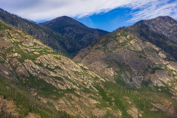 mountain range in Lake Chelan in Washington  during summer.