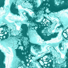 Abstract fantastic spotted seamless pattern with liquid strokes and spots. Perfect for textile, package, packaging, posters, wall decor, wallpaper, fabric. Contemporary Liquid Art. 