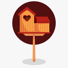 Red roof, wooden bird house