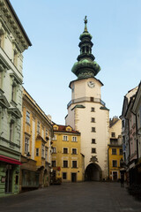Fototapeta premium Historical center of Bratislava with Michael Gate in Slovakia.