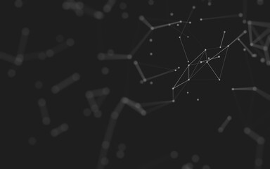 Abstract background. Molecules technology with polygonal shapes, connecting dots and lines. Connection structure. Big data visualization.