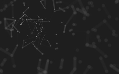 Abstract background. Molecules technology with polygonal shapes, connecting dots and lines. Connection structure. Big data visualization.