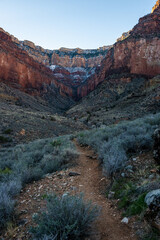 Empty Tonto Trail With Snow On The Rim