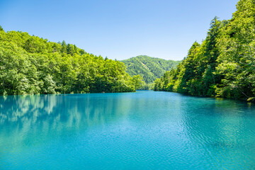 志賀高原　大沼池　コバルトブルーの美しい池