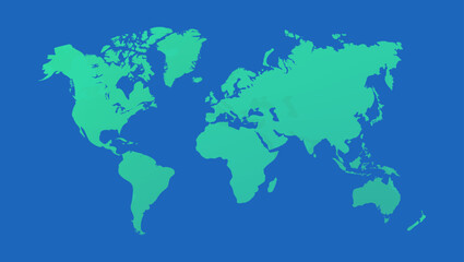 Plakat World map vector illustration , isolated on blue background. Flat Earth. Globe or world map