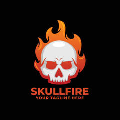 Skull fire logo design vector