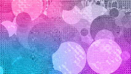 Abstract neon grunge textured circle pattern background image.