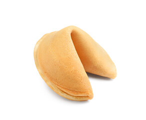 Traditional homemade fortune cookie isolated on white