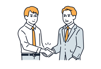 握手をするスーツの男性のシンプルなベクターイラスト素材