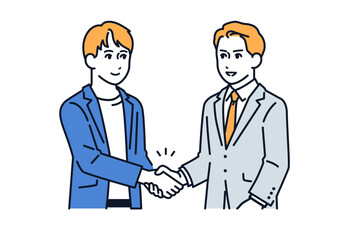 握手をするスーツの男性のシンプルなベクターイラスト素材