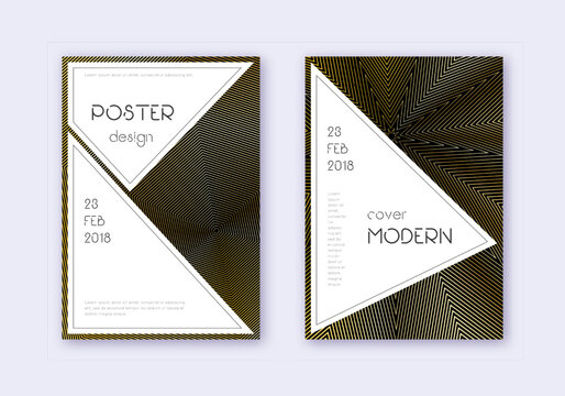 Stylish cover design template set. Gold abstract l