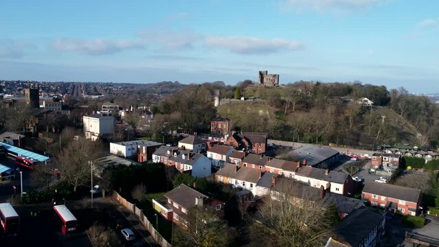 Establishing aerial view of Dudley UK