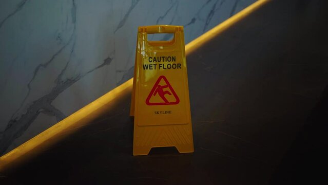 Caution Wet Floor Sign, Yellow Sign Topdown