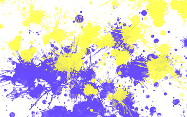 Fototapeta na wymiar Neon Purple & Yellow Splash Paint Background with Splatter Brush Vol.3