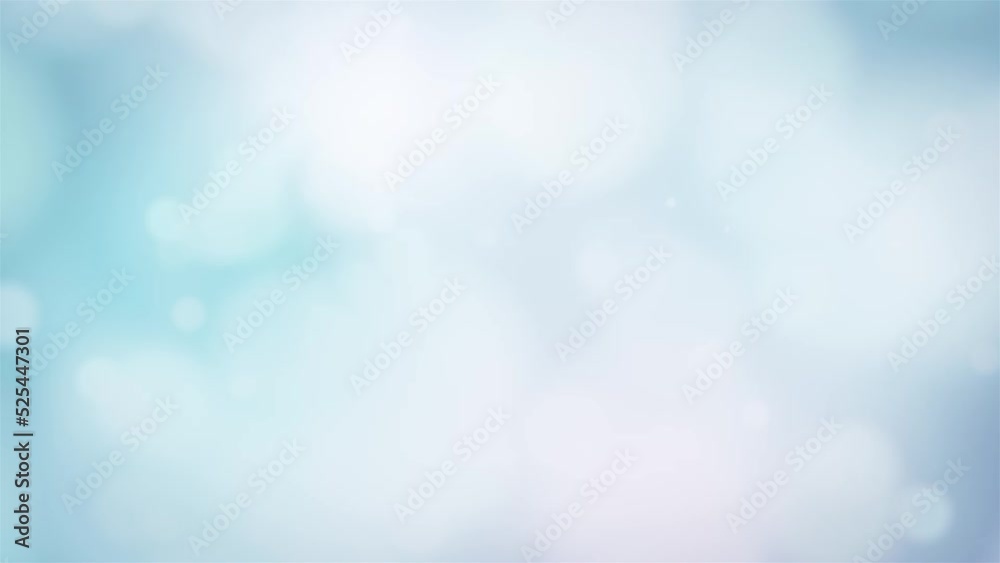 Wall mural abstract white bokeh texture on pastel blue background. looped animation seamless loop. bokeh lights