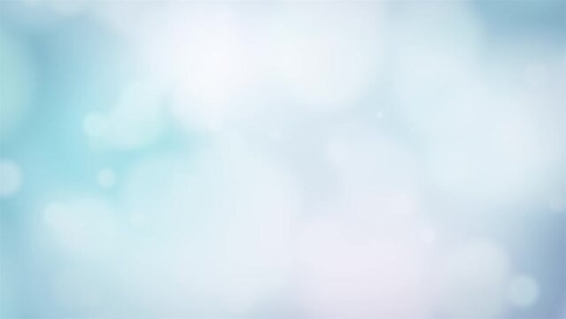 Abstract white bokeh texture on pastel blue background. Looped animation seamless loop. Bokeh lights. 