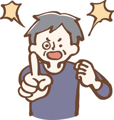 怒るシニア　シニア男性　イラスト