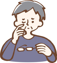 老眼　シニア男性　イラスト