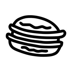 one macaron with icing side view lineart vector illustration icon design template with doodle hand drawn style