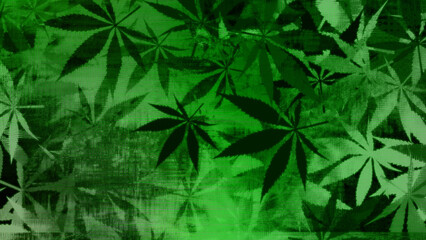 Naklejka na ściany i meble Abstract psychedelic cannabis leaf pattern background image.