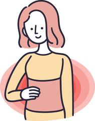 腹巻をする女性　シンプルイラスト