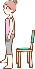 椅子から立つ女性　エクササイズ　イラスト