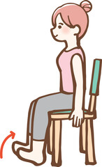 椅子でエクササイズをする女性　イラスト