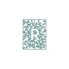 Simple Letter R Logo in Floral Ornament Initial Design Concept