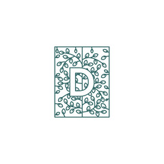Simple Letter D Logo in Floral Ornament Initial Design Concept