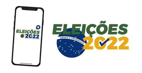Mobile phone with the logo of presidential elections in Brazil in 2022.