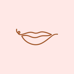 Lips line art logo beauty , sexy lips vector illustration
