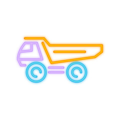 construction truck neon icon