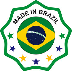 stamp and seal "made in Brazil" Badge with Brazil flag in seal, sticker, illustration design.