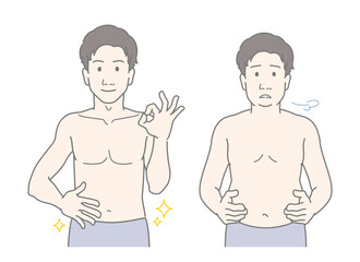男性　体型　ボディライン　メタボ　健康　ビフォーアフター