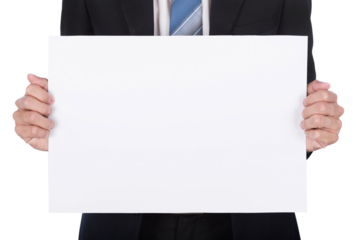 business man holding a blank paper sheet