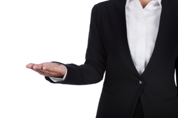 business woman open hand holding something