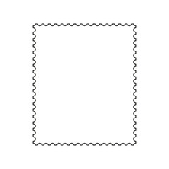 rectangle postage stamp with cut perforated edge, editable line thickness, empty frame vector illustration