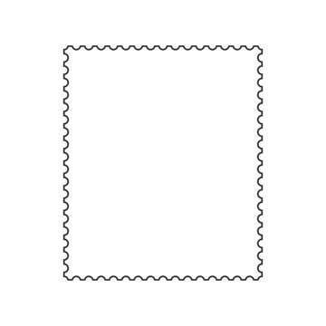 rectangle postage stamp with cut perforated edge, editable line thickness, empty frame vector illustration