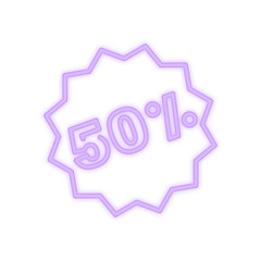 50 percent off neon icon