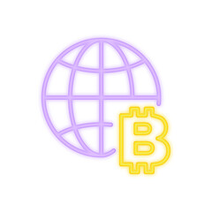 global crypto neon icon