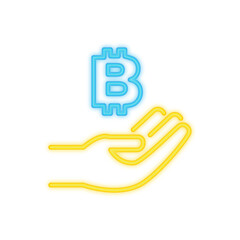 receive crypto neon icon
