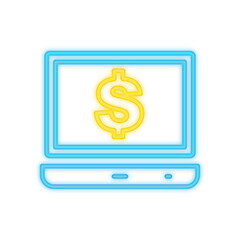 computer banking neon icon