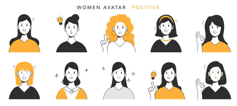 Positive avatar face illustration icon