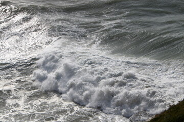 Storm on the Mediterranean Sea in northern Israel.