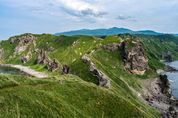 北海道　積丹　神威岬　積丹ブルー　海　島武意海岸