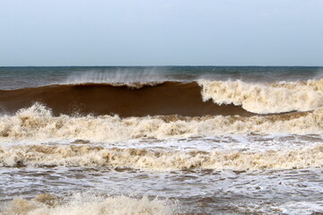 Storm on the Mediterranean Sea in northern Israel.