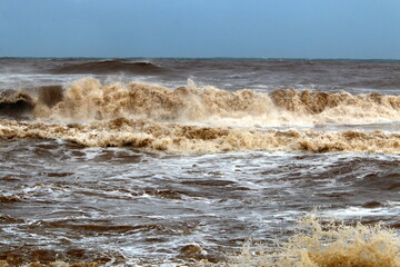 Storm on the Mediterranean Sea in northern Israel.