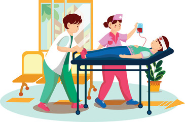 Doctor Is Taking Care Of Patient Vector Illustration