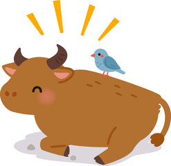 地面に座り込んで動かない牛